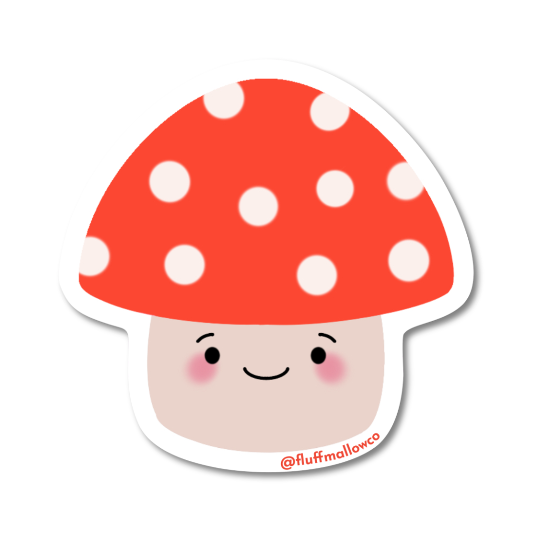 Cute red kawaii mushroom sticker