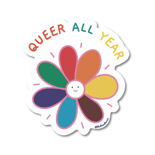 Queer all year vinyl sticker