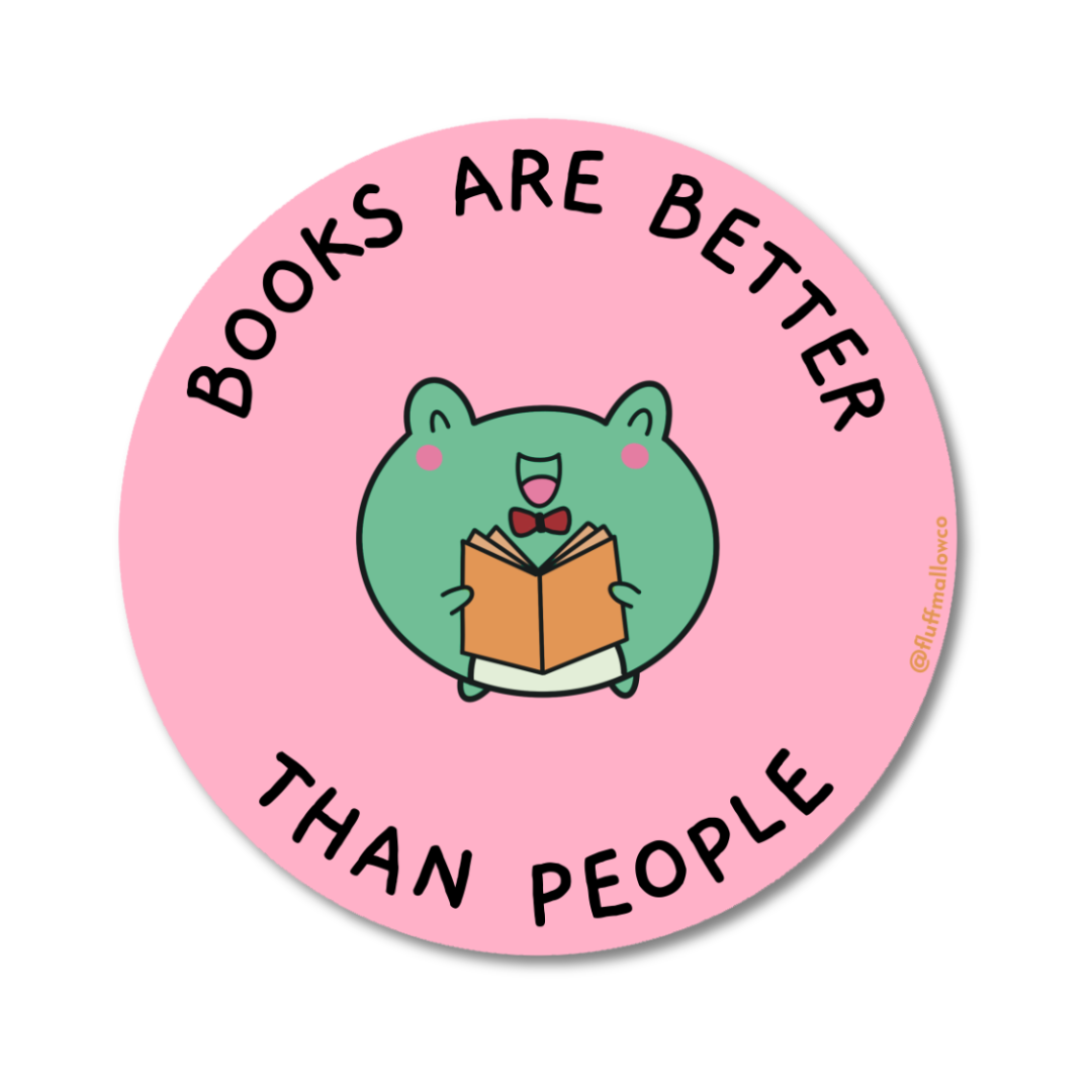 Books are better than people froggy reading vinyl sticker