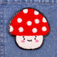 Kawaii mushroom chenille iron-on patch