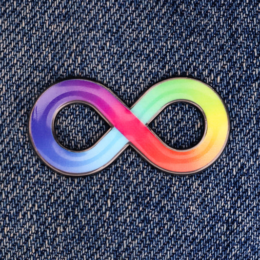 Rainbow infinity neurodivergent enamel pin