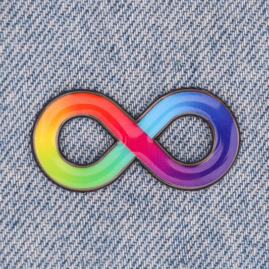 Rainbow infinity neurodivergent enamel pin