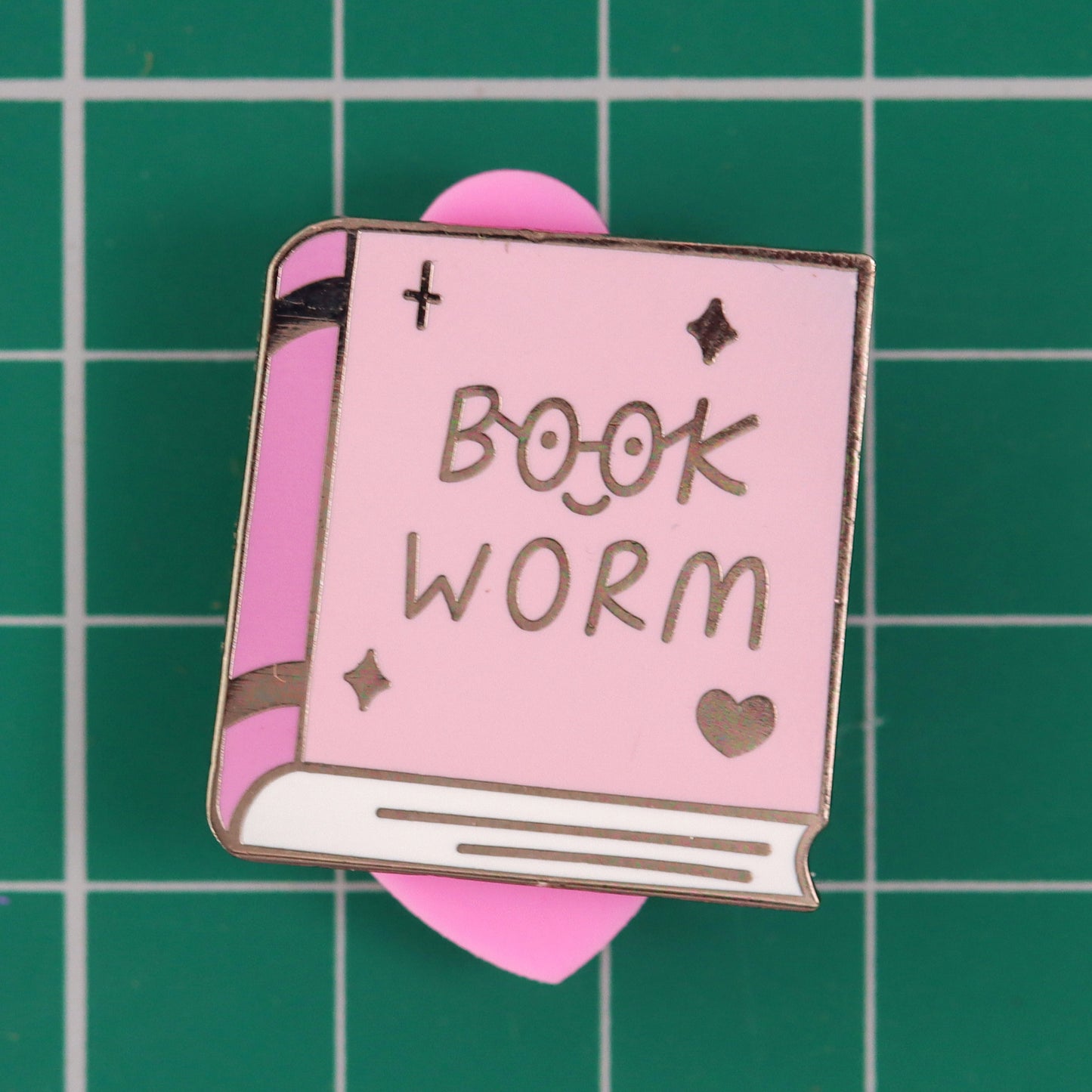 Bookworm reading enamel pin