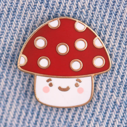 Kawaii mushroom enamel pin