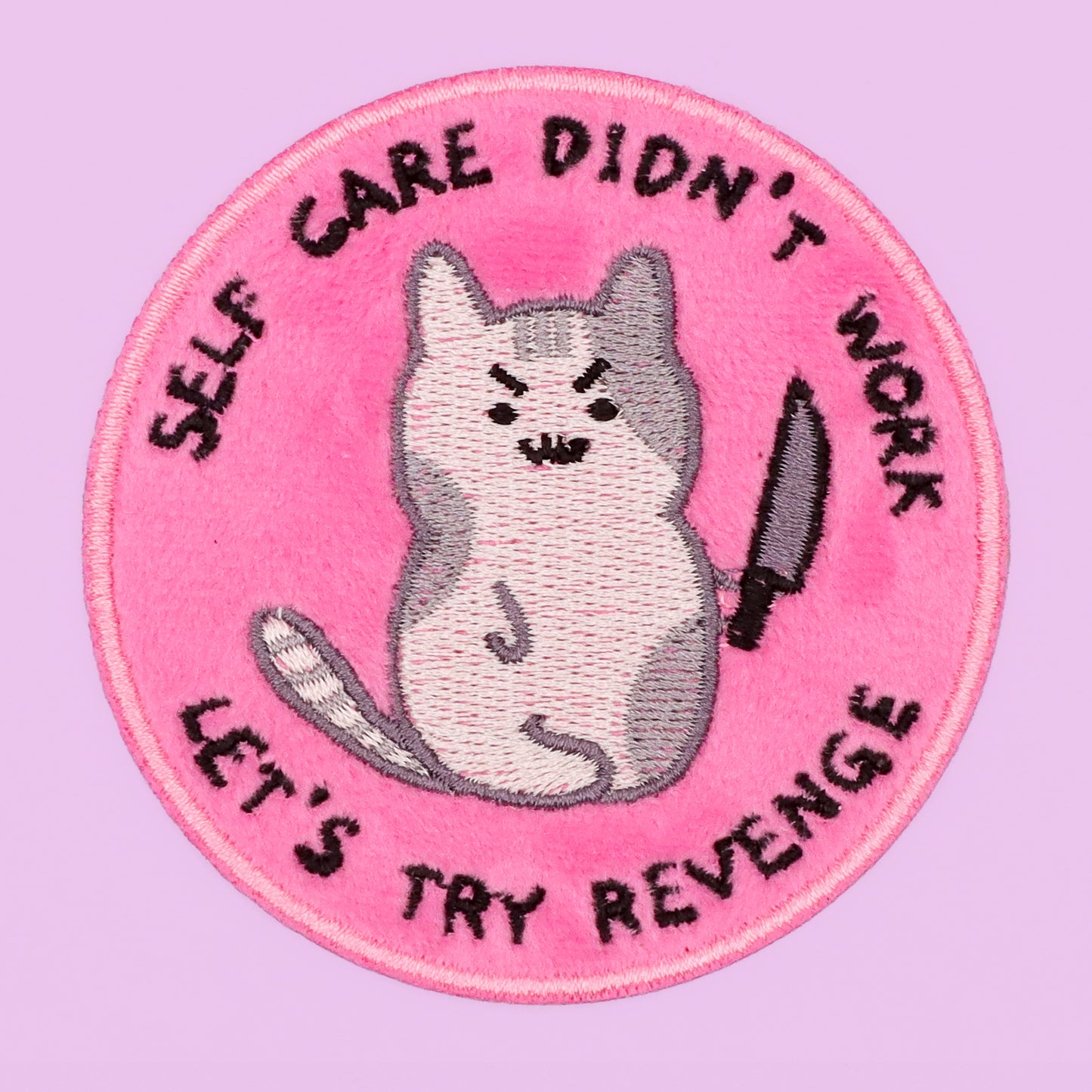 Kawaii kitty let's try revenge  plush velvet iron-on Patch